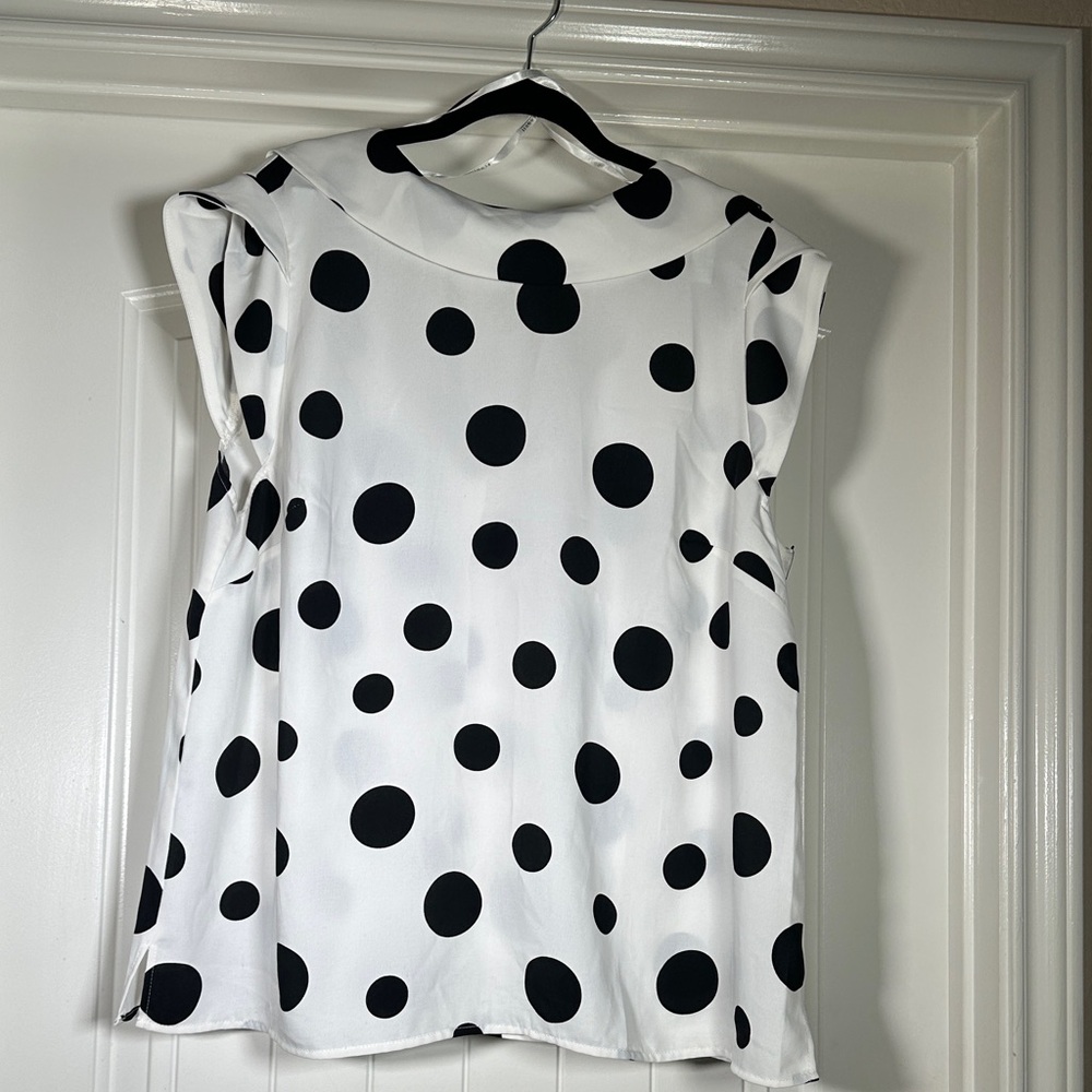 Eloquii Black and White Polka Dot Blouse